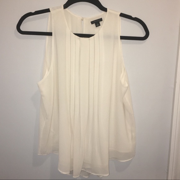 White Pleated Ann Taylor Blouse - Picture 1 of 4